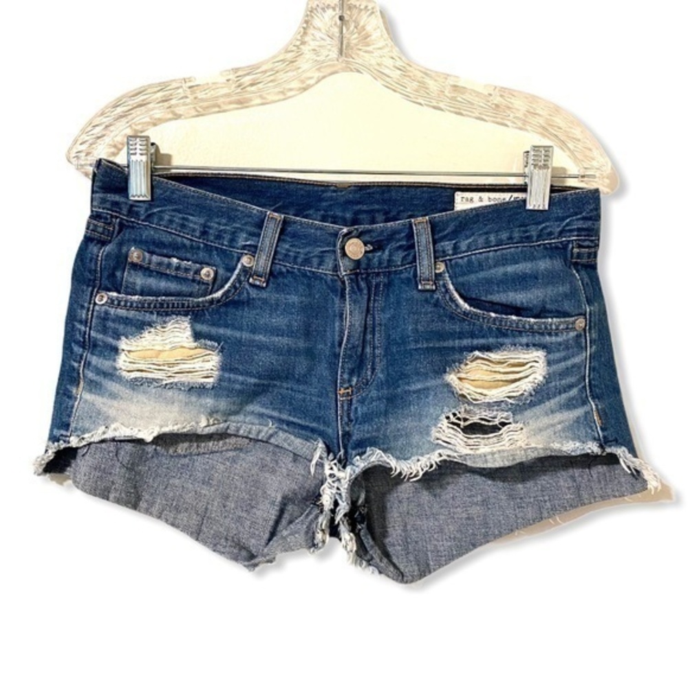 Rag & bone distressed blue jeans shorts